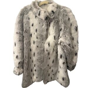 Vintage Jordache Faux Fur Coat Retro Mob Wife Lined Jacket Animal Women